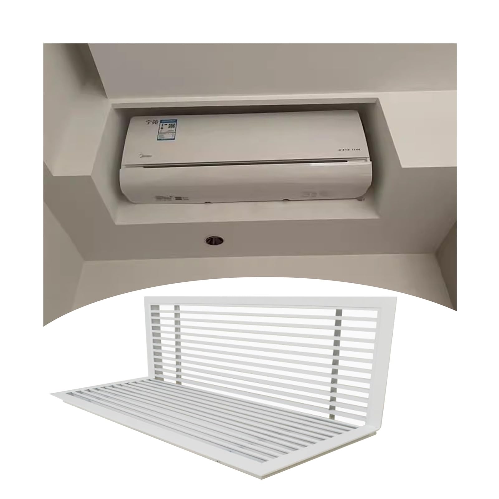 Aluminium-Lüftungsgitter Lüftungsgitter Mit Lamellen In L-Form Klima-Lüftungspanel Zur Reduzierung Innentemperatur Für Badezimmer Und Schlafzimmer(60X35X35CM)