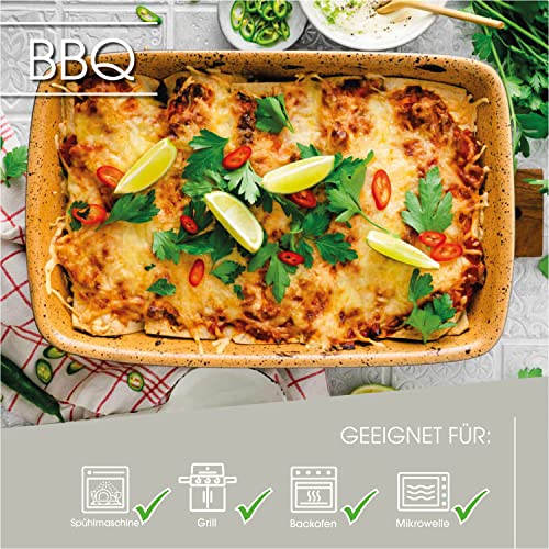 Römertopf Grillschale BBQ Keramik, Auflaufform aus feuerfesten Ton 32x 21cm aus feuerfesten Ton - Vielseitiges Zubehör für köstliche Grillgerichte in Ihrem Haushalt - 3