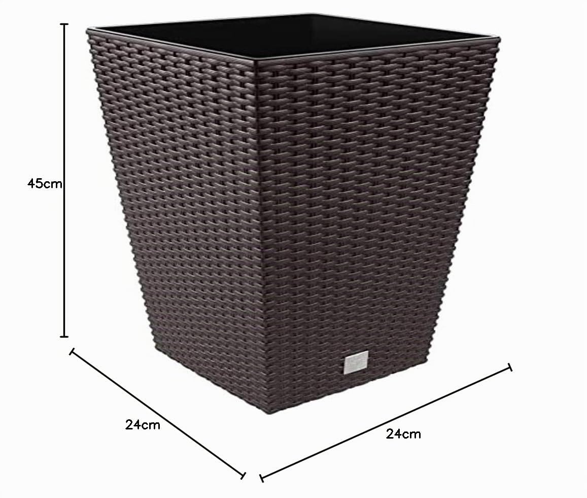 19 L Prosperplast Rato Square jardinière carrée haute en plastique AVEC réservoir de couleur Anthracite, 45 (H) x 24 (L) x 24 (P) cms