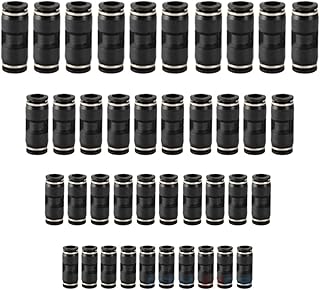 Tee accesorios neumáticos，conectores de línea de a Conector neumático conector de plástico de empuje recto negro 6/8/10/12mm conector de tráquea 30 Uds(PU10)