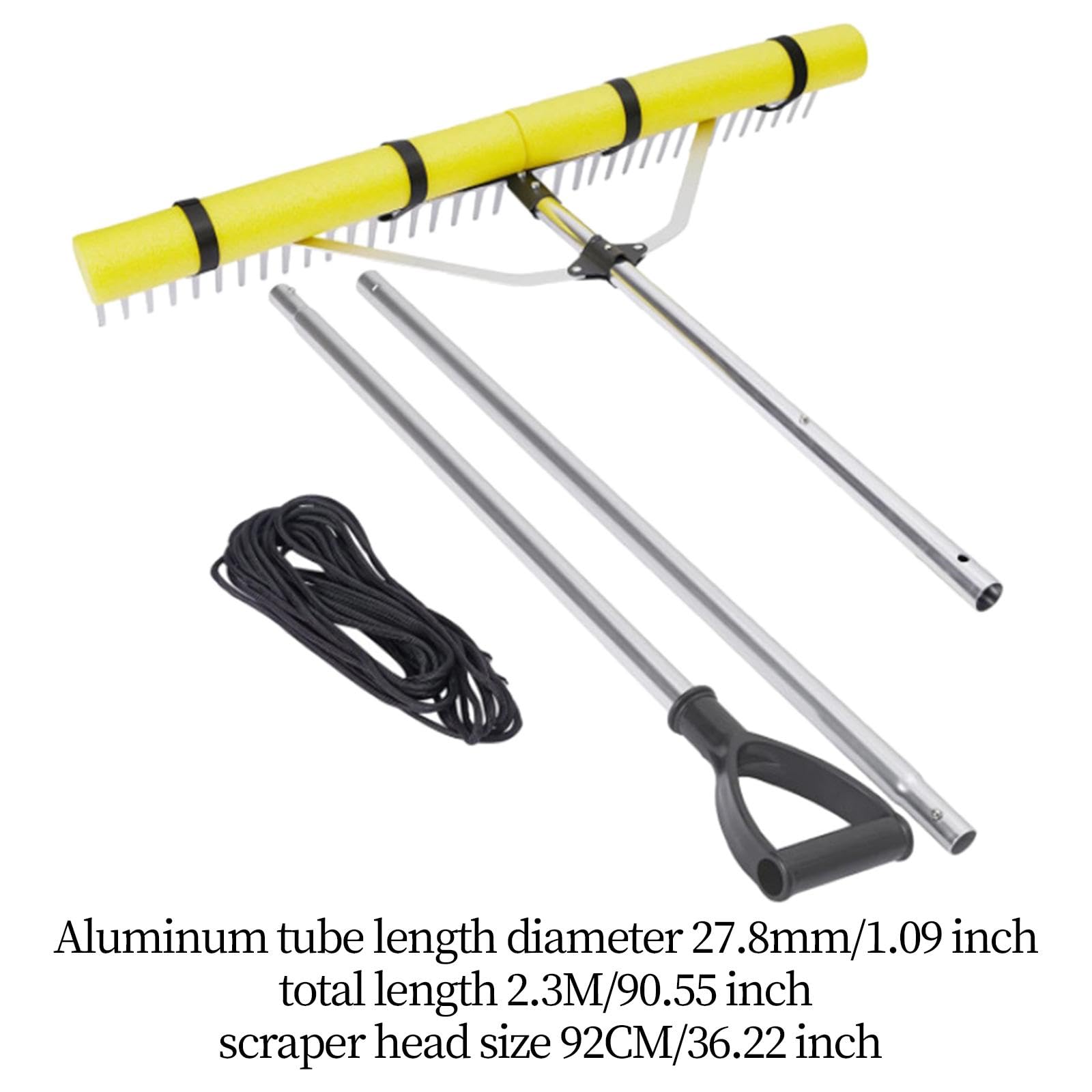 Rastrillo para con Estructura de Aluminio Mango Largo Telescópico Cabezal Desmontable Remueve Y en Superficie O Profundidad Adecuad