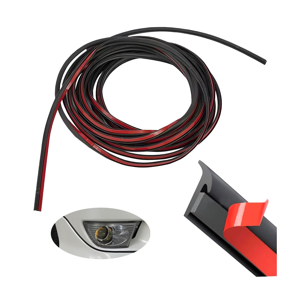 JNNJ Striscia Di Tenuta per Porte Di Auto, Striscia Tenuta per Porta Dell'auto a Forma T, Striscia Di Tenuta in Gomma per La Finestra Della Porta Automobilistica, Autoadesivo Stripping Auto(8mm)
