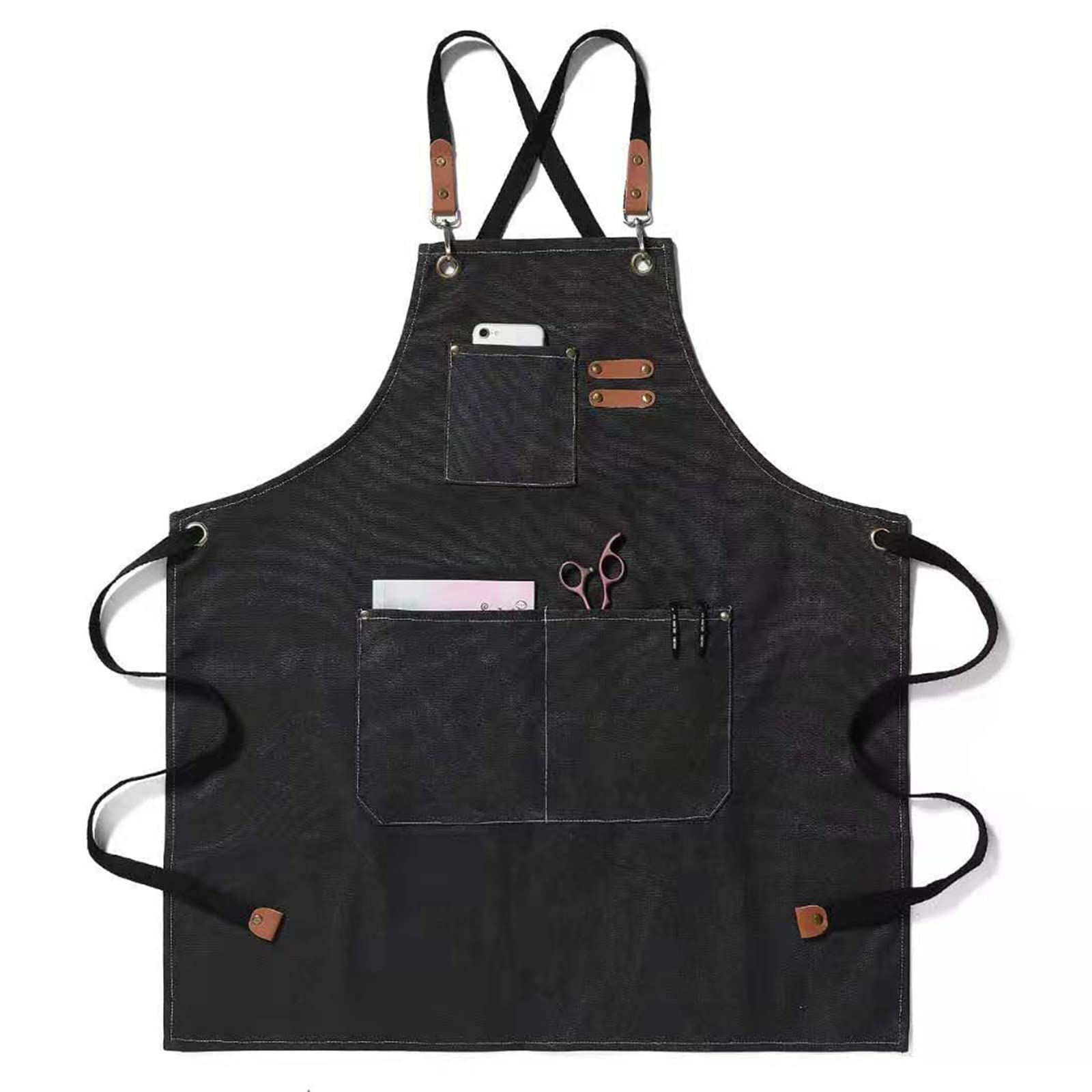 Siyano Unisex Black Aprons For Men Women With Pockets, Canvas Heavy Duty Aprons For Men Women Adults, Waxed Apron, Welding Woodworking Workshop Gardening Smith Work Apron,