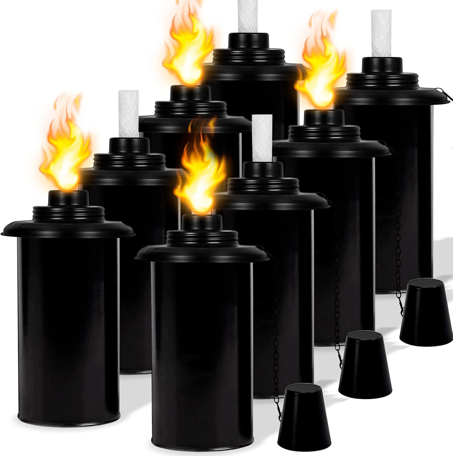8 Pack Torch Canisters 12 oz. Outdoor Torch Replacement Canister Bamboo Torch Refill Canister