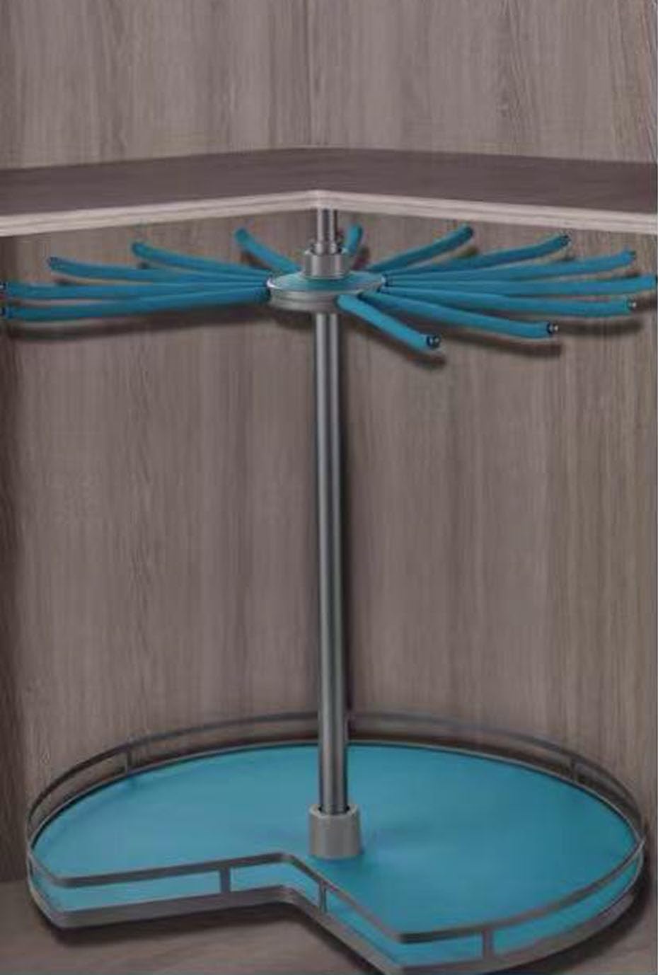 Multi-Functional Rotating Corner Wardrobe Organizer - 2-Layer Space-Saving Clothes Storage Basket - Efficient Clothing Display in Blue