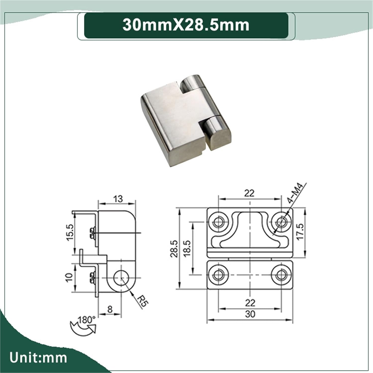 304ステンレス鋼製高耐久ヒンジ電気メーター制御ボックス配電キャビネットドア1個(30mmX28.5mm)
