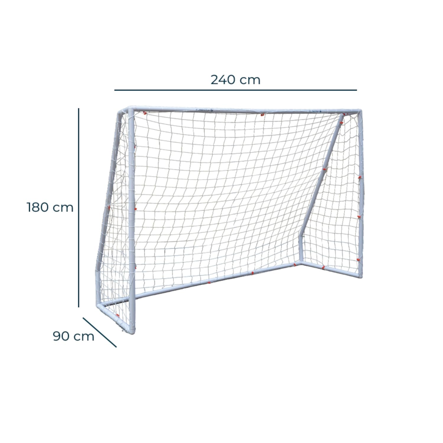 Kickmaster Porta da calcio da giardino, 1,8 m o 2,4 m di larghezza, 42 mm di spessore, pali da calcio e rete in PVC di alta qualità, bersaglio bianco per allenamento all'aperto