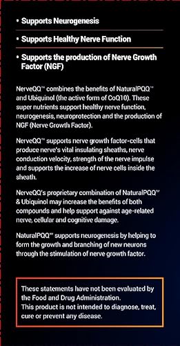 Miniatura 4 de NerveQQ Ultra Advanced Formula Neuropaty Support - # 1 Factor de crecimiento nervioso recomendado (NGF) Salud y función. 100 mg de ubiquinol (QH)