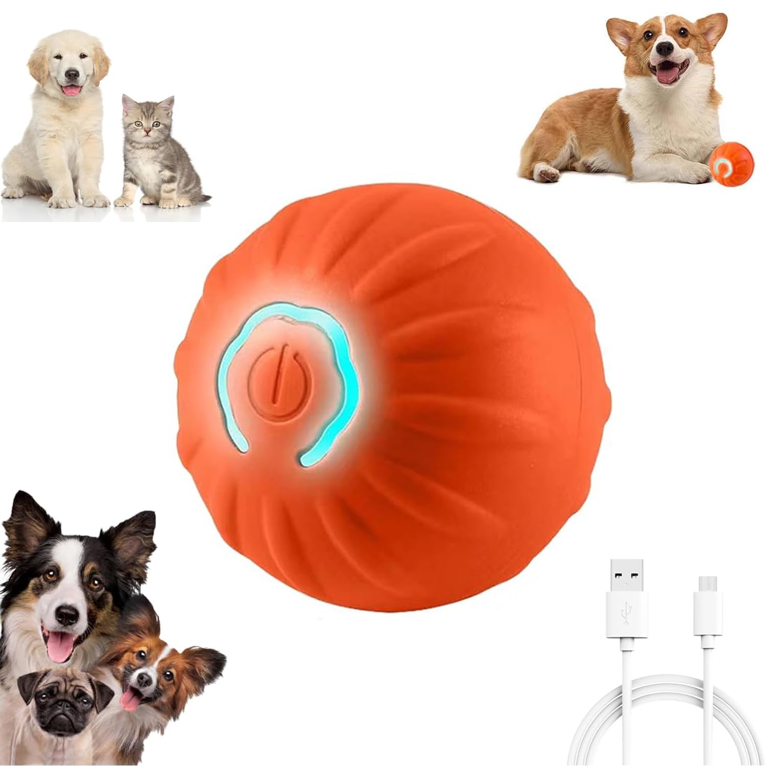 Smart Jumping Ball for Dogs — Smart Jumping Ball Dog Toy / Shaky Ball Toy for Dogs / Vibrating Dog Balls / Bouncing Ball for Dogs, for Small Medium Large Dog (Blue)