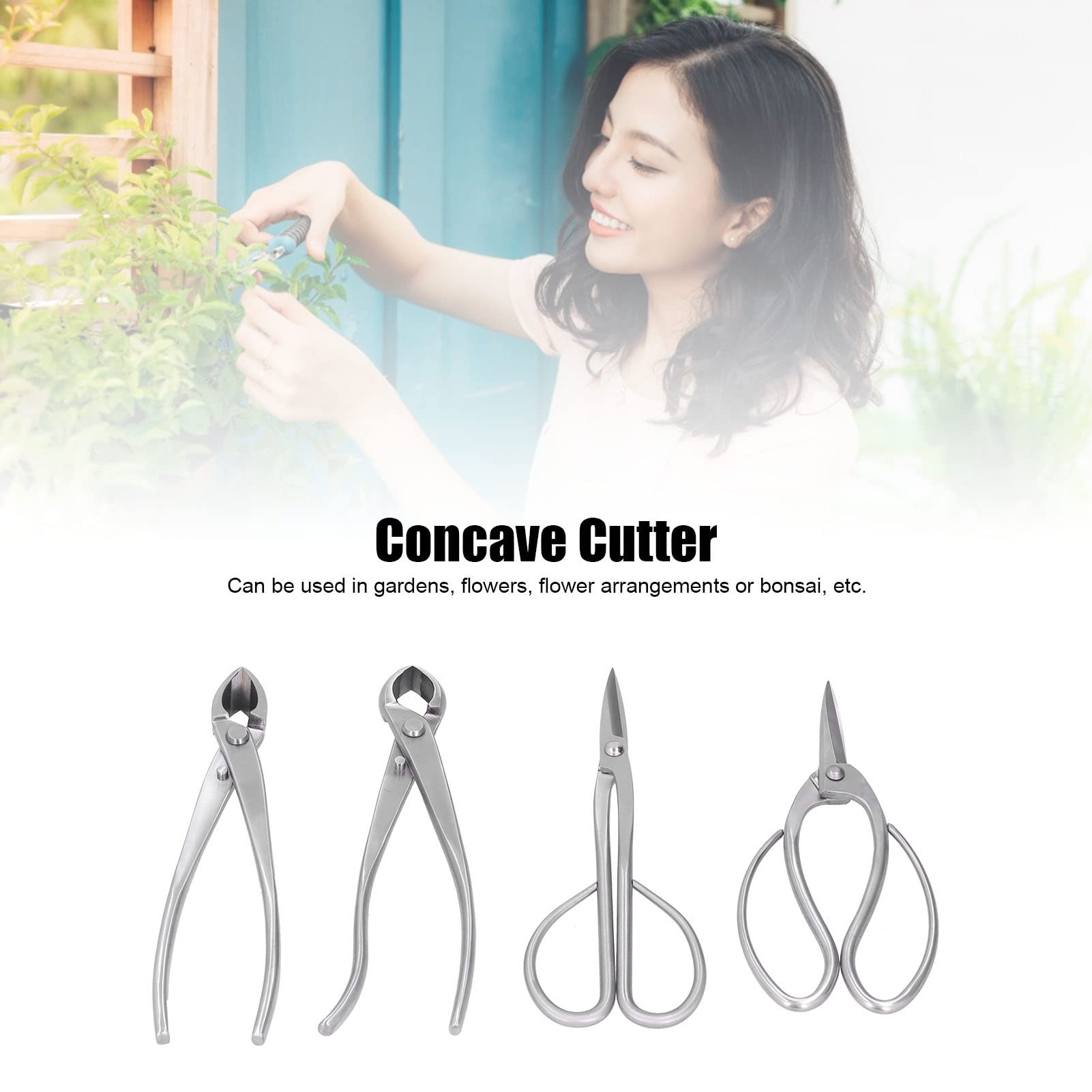 Set di strumenti professionali per bonsai Pomello concavo in acciaio inossidabile Cesoie da potatura Forbici Kit da giardinaggio per appassionati di bonsai Giardinieri Acci
