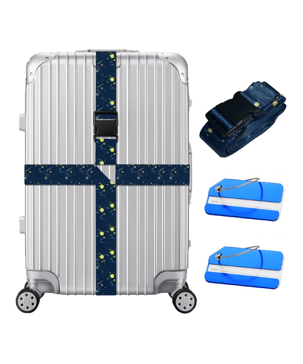 Photo 1 of Luggage Straps? Adjustable Cross Luggage Straps?TSA Approved Connector Personalized Heavy Luggage Strap, Metal Luggage Tags 3-Piece Set