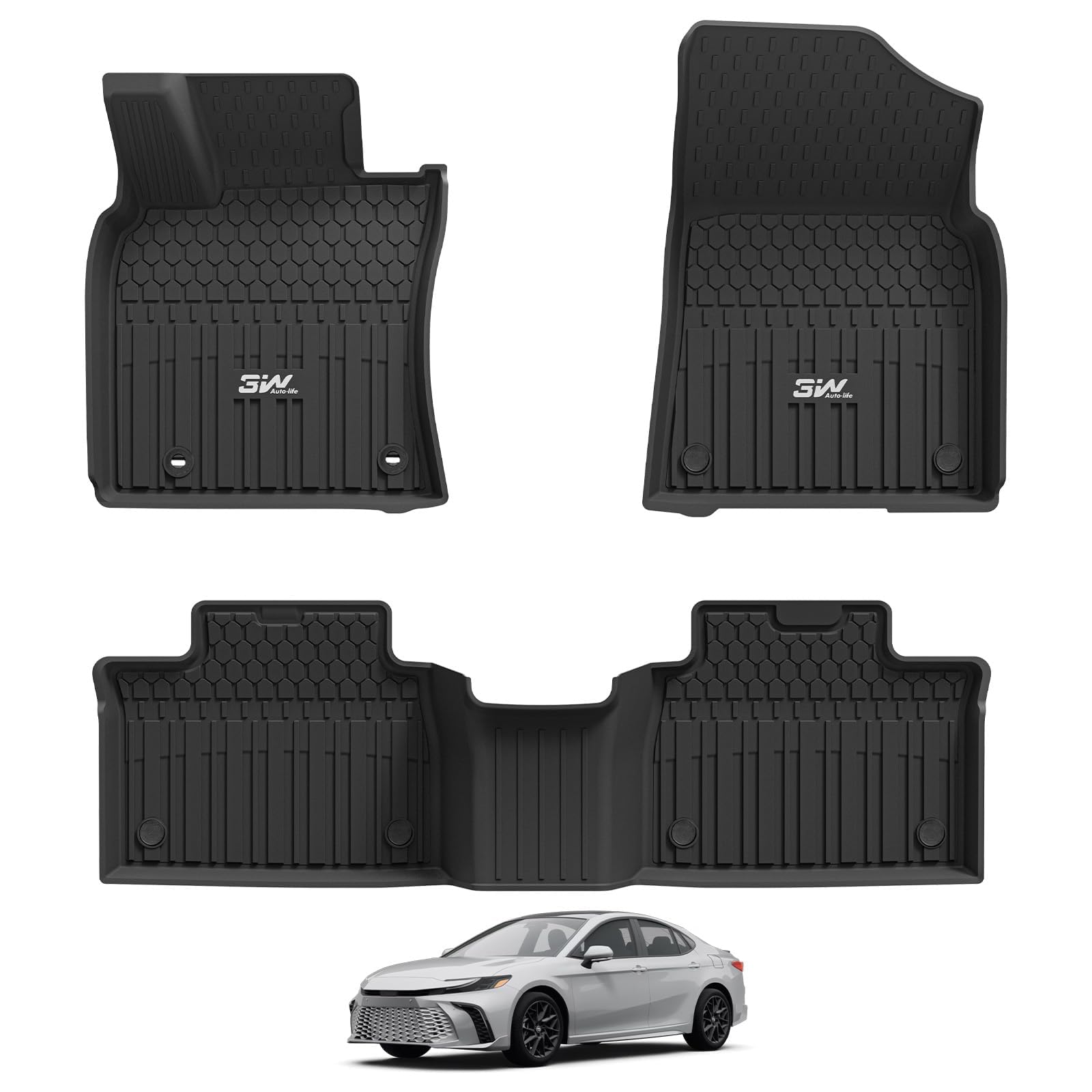 3W Floor Mats for Toyota Camry 2025 2026, Custom Fit TPE All Weather Floor Liners for Toyota Camry (Include Hybrid/LE/SE/XLE/XSE) Accessories, Black