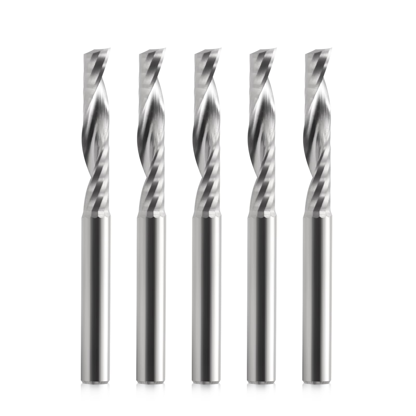 EU_HOZLY Fût de 4 mm, diamètre de coupe 4 mm, longueur de rainure : 22 mm, 1 fraise cannelée, fraise spirale CNC, outil de coupe Upcut pour acrylique, PVC, ABS, contreplaqué, 5 pièces