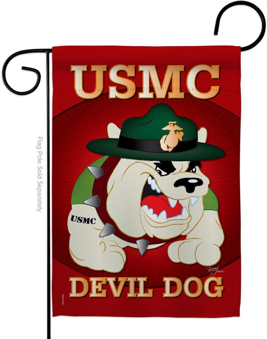 Breeze Decor US Marine Corps USMC Semper Fi Double-Sided Lawn Decoration Gift House Garden Yard Flag Devil Dog United State American Military Veteran Retire, 13" x 18.5" Made in USA