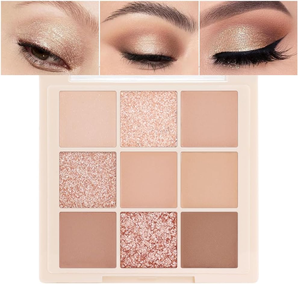 Nude Pink Beige Eyeshadow Palette,Natural Eye Shadow Make Up Pallets for Women,Neutral Small Cream Light Colors Eyeshadow Palette Long Lasting Naturing-Looking,Vegan
