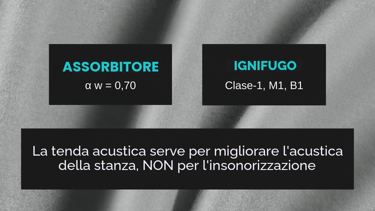 ACOUSPANEL Tenda Acustica in Tessuto Opaco Dimensioni 2,95 x 3 m, Cotone Ignifugo a Due Lati da 300 g, Colore Grigio