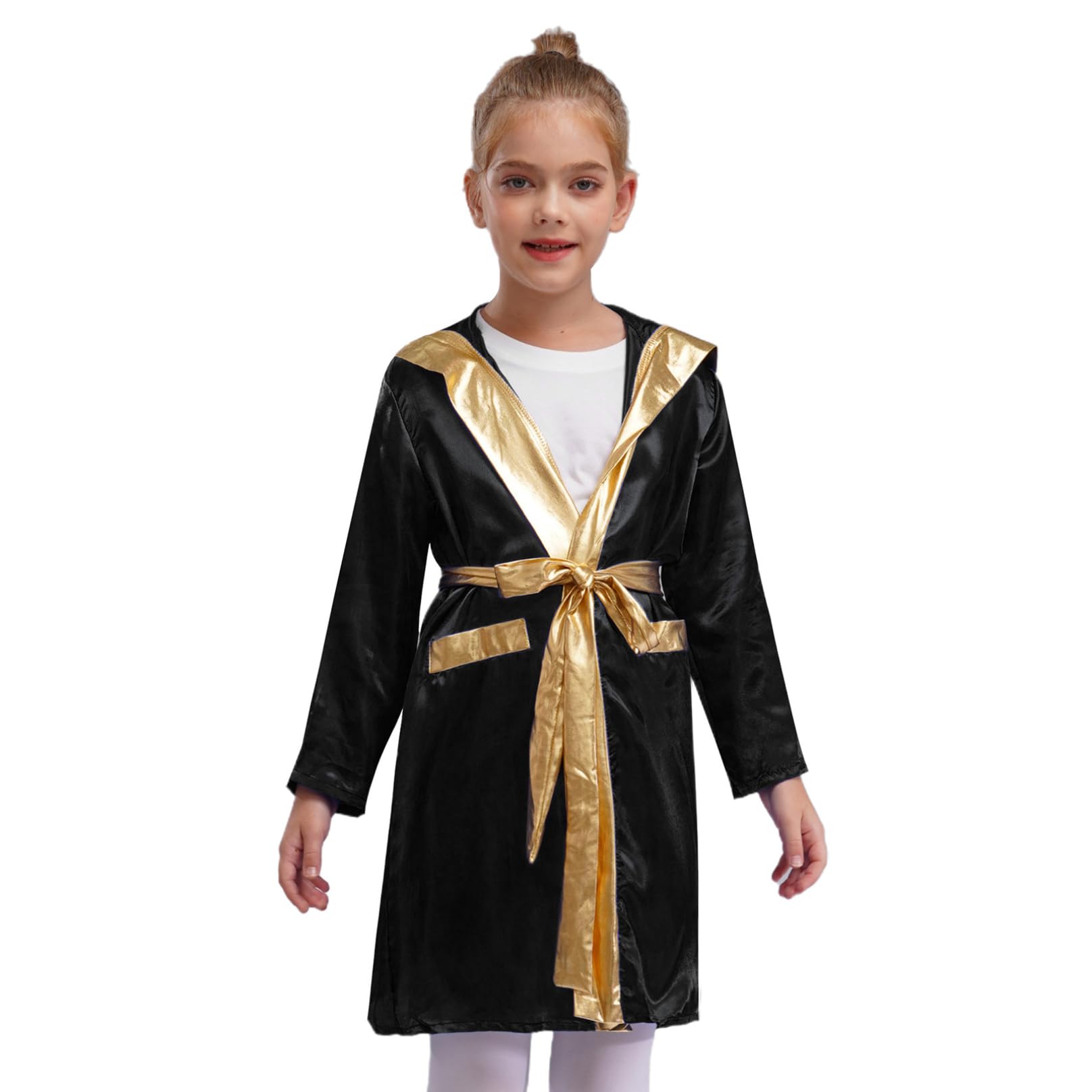 MSemis Abbigliamento Boxe Bambino Ragazzo Pantaloncino Kick-Thai Pantaloncini Muay Thai + Cappotto da Kickboxer con Cappuccio Costume da Allenamento da Pugile