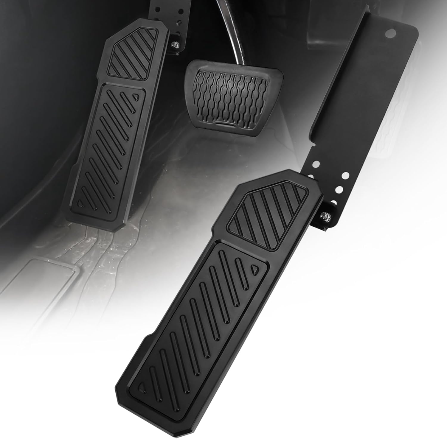 Dead Pedal Foot Rest, JL Dead Pedal Compatible with 2018-2024 Jeep Wrangler JL JLU/Gladiator JT 4XE, Aluminum Kick Panel No Drilling Required Adjustable(Black,1 Pack)