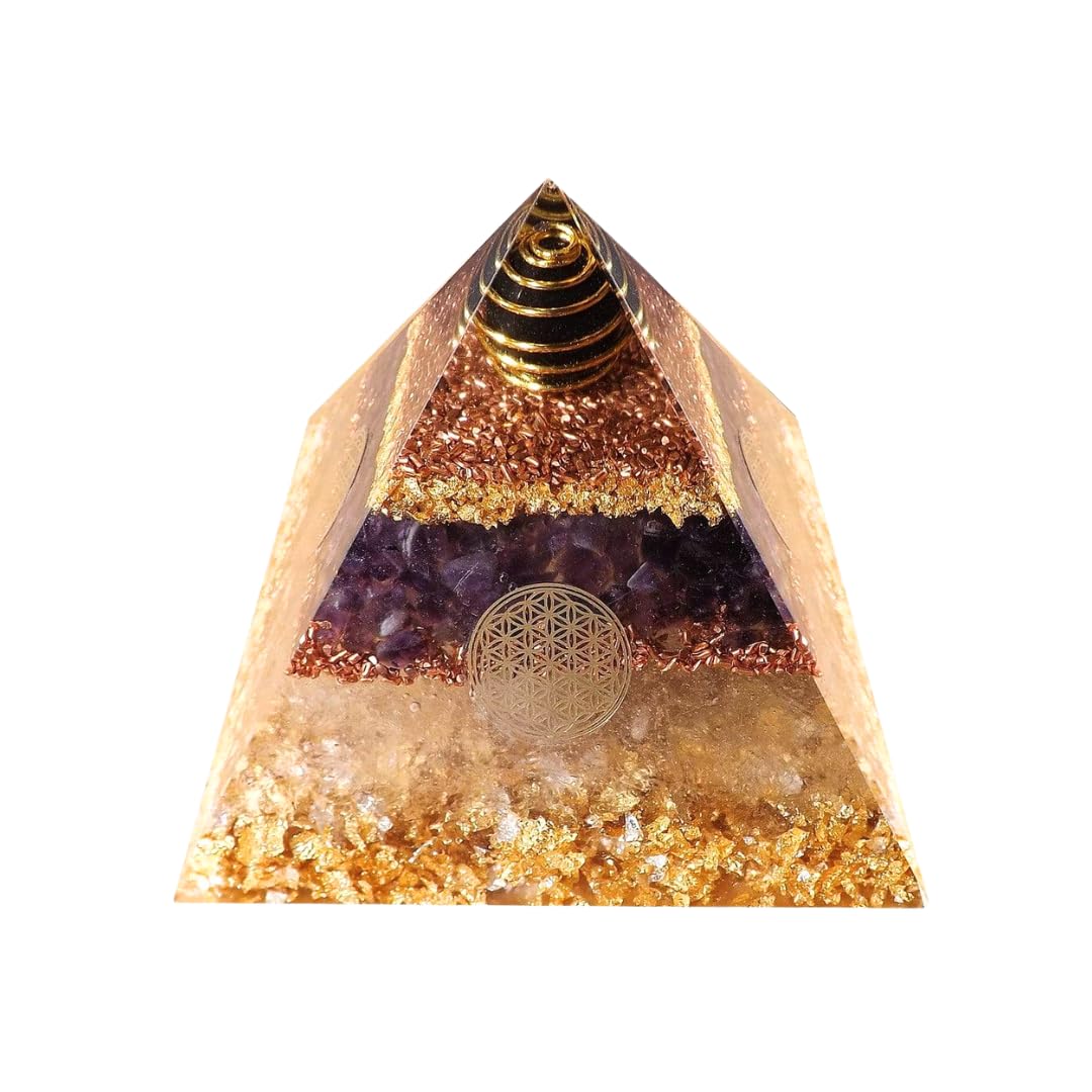 XXL Orgonit Pyramide Groß nach Wilhelm Reich mit Bergkristall, Schungit & Amethyst - Orgonit Orgon Edelstein Pyramide Handgefertigt in Nürnberg