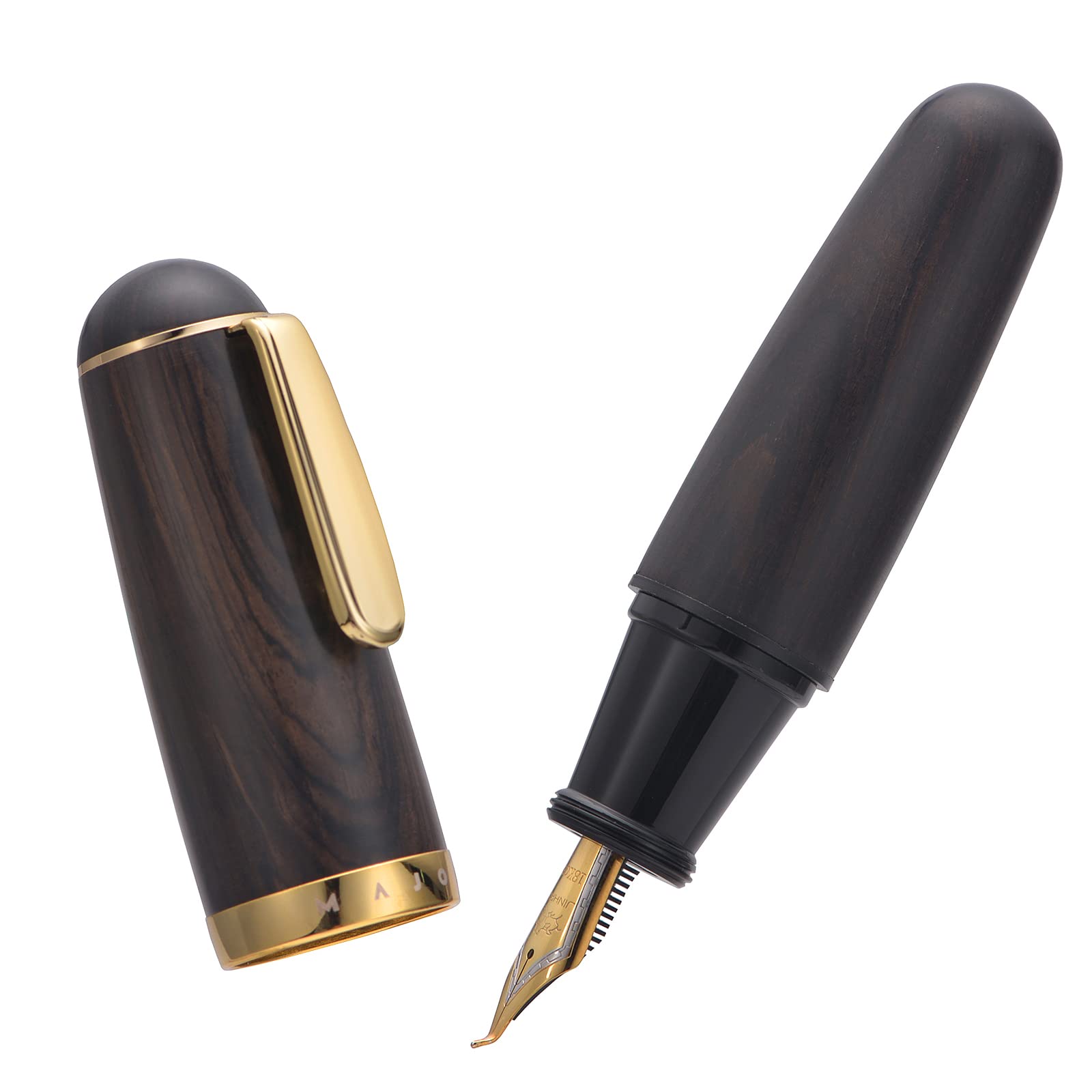 Lanxivi Majohn Q1 Fountain Pen Fude Pen Bent Nib Black Wood, Little Fat Man Eyedropper Filling Pocket Pen Large Capacity — image 1