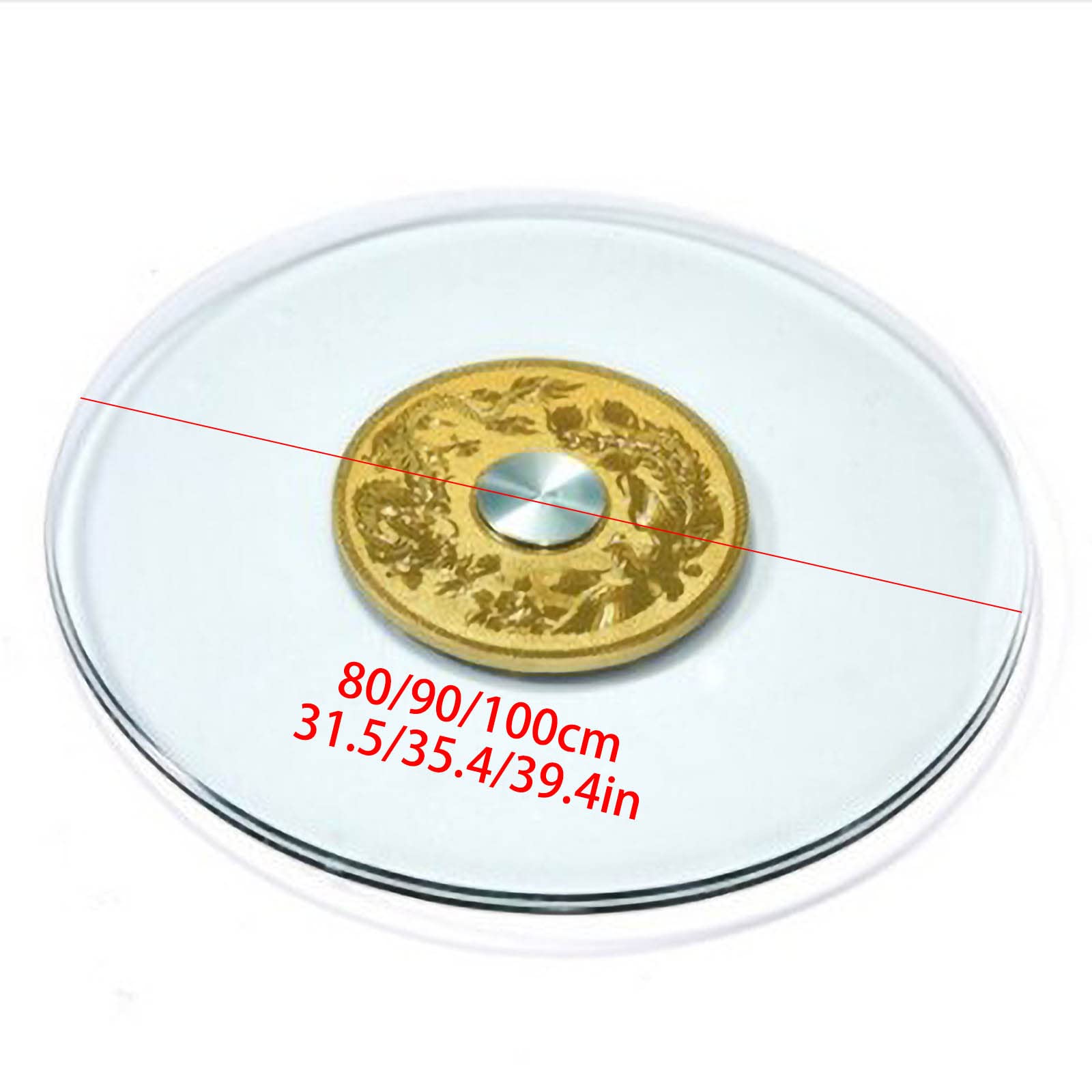 LUNEZY Gramofon, talerz do serwowania ze szkła hartowanego, okrągły stół obrotowy taca na przyjęcia urodzinowe rodzinne kolacje, grubość 8 mm (rozmiar: 100 cm, kolor: przezroczysty)