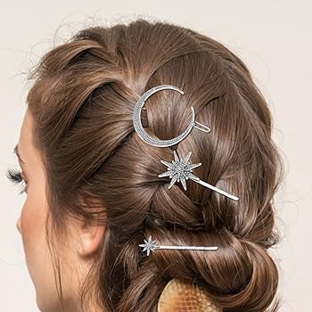 Amazon | ヘアピン レディース ヘッドドレス 月 星 スター ヘア