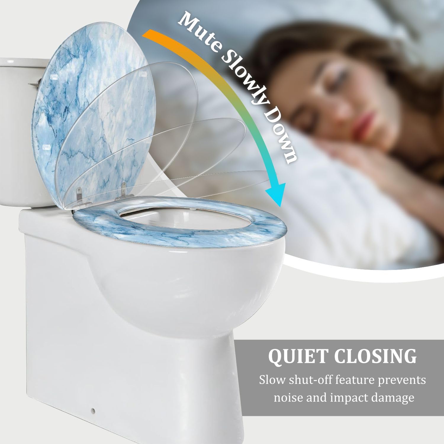 Sedile WC rotondo generico con coperchio a sgancio rapido e chiusura