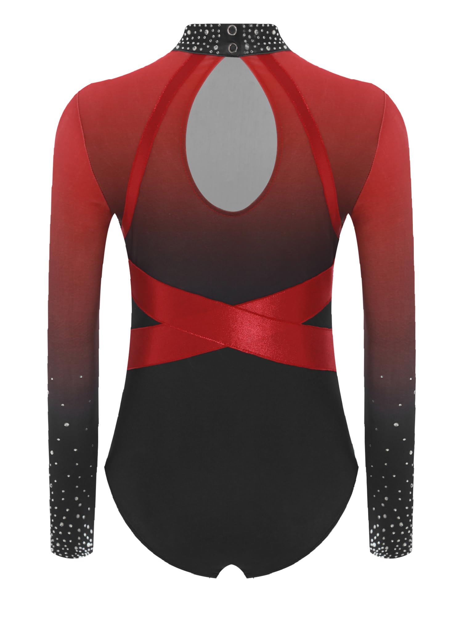 Mufeng 4 Stück Mädchen Turnanzug Glitzer Gymnastikanzug Langarm Gymnastik Leotard Tanzanzug Wettbewerb Tanzkostüm