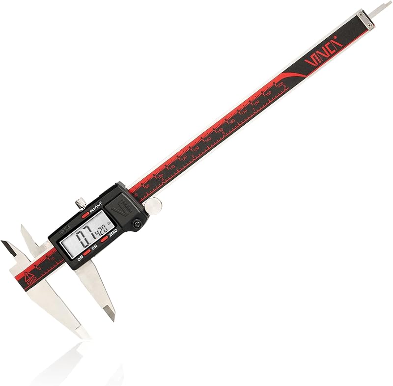 Calibrador digital de grado IP54, DCLA-0805 8 pulgadas/200 mm, conversión de pulgadas/milímetros/fracciones, acero inoxidable, pantalla LCD grande