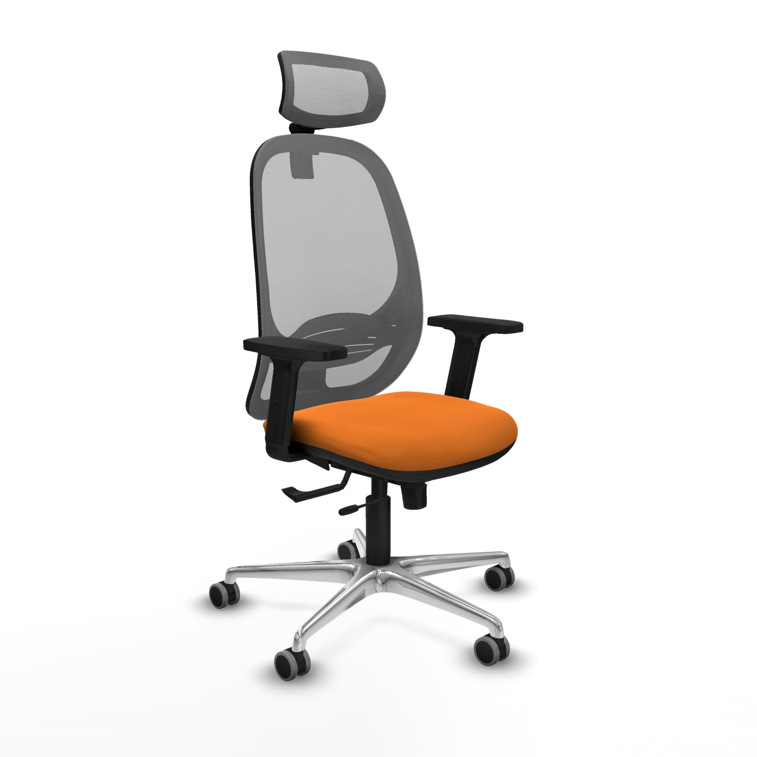 Fauteuil ergonomique contre le mal de dos avec soutien lombaire et appui-tête orange