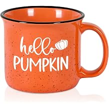 Maustic Fall Coffee Mug, Hello Pumpkin Mug, Seasonal Decor for Home Camping, Perfect for Fall, Thanksgiving, Cute Pumpkin Cup 15 Oz