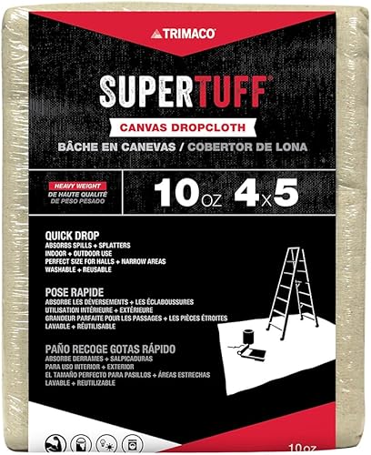 Trimaco SuperTuff - Paño de lona pesada de 10 onzas de grosor, 4 pies x 5 pies