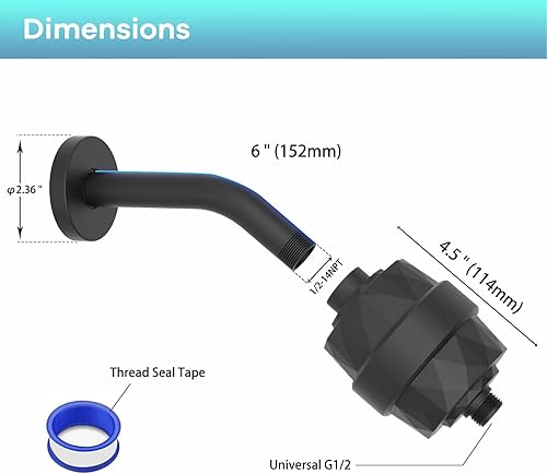 Miniatura 5 de Soporte para cabezal de ducha, soporte de ducha para cabezal de ducha de mano, con brazo de ducha de 6 pulgadas, compatible y de fácil montaje,