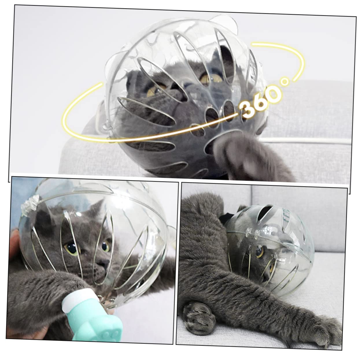 FRCOLOR 3piezas Transpirable para Gatos Protección contra Mordeduras y Lamerse para Cirugías y Baños Diseño Transparente y