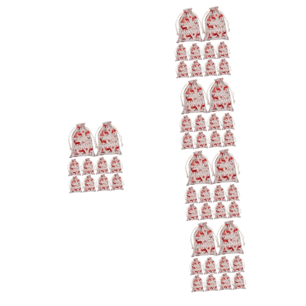 Gatuida 50pezzi Borse Natale Stoffa Con Chiusura Corda Da Sacchetti Eleganti Per Dolci e Regali Design Festivo Con Motivo Renna e Foresta Per Feste e Regali Natalizi