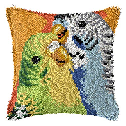 Image of ZFFLYH Latch Hook Kits, Latch Hook Kit for Adult Beginner DIY Crochet Yarn Kits for Throw Pillow Cover Sofa Car Cushion Cover 43X43cm