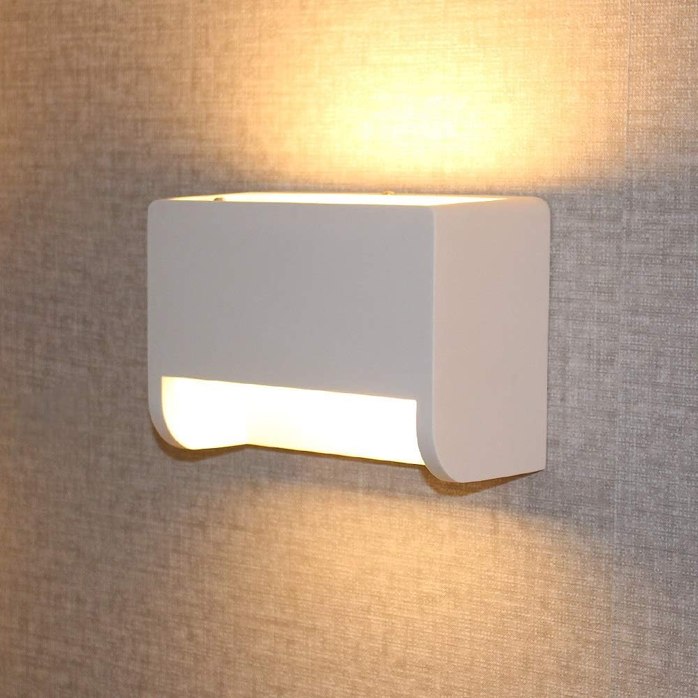 EODO Modern Wall Sconce with 7W LED G9 Cap Type Natural Environmental Protection Gypsum Material Wall Mounted Lights Warm White (Square)