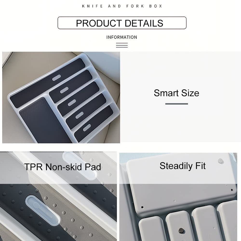 Generisch Diese Besteckschublade mit integriertem Organizer für Küchenschubladen bietet Platz für Löffel, Gabeln und weiteres Besteck und dient als Aufbewahrungsbox.
