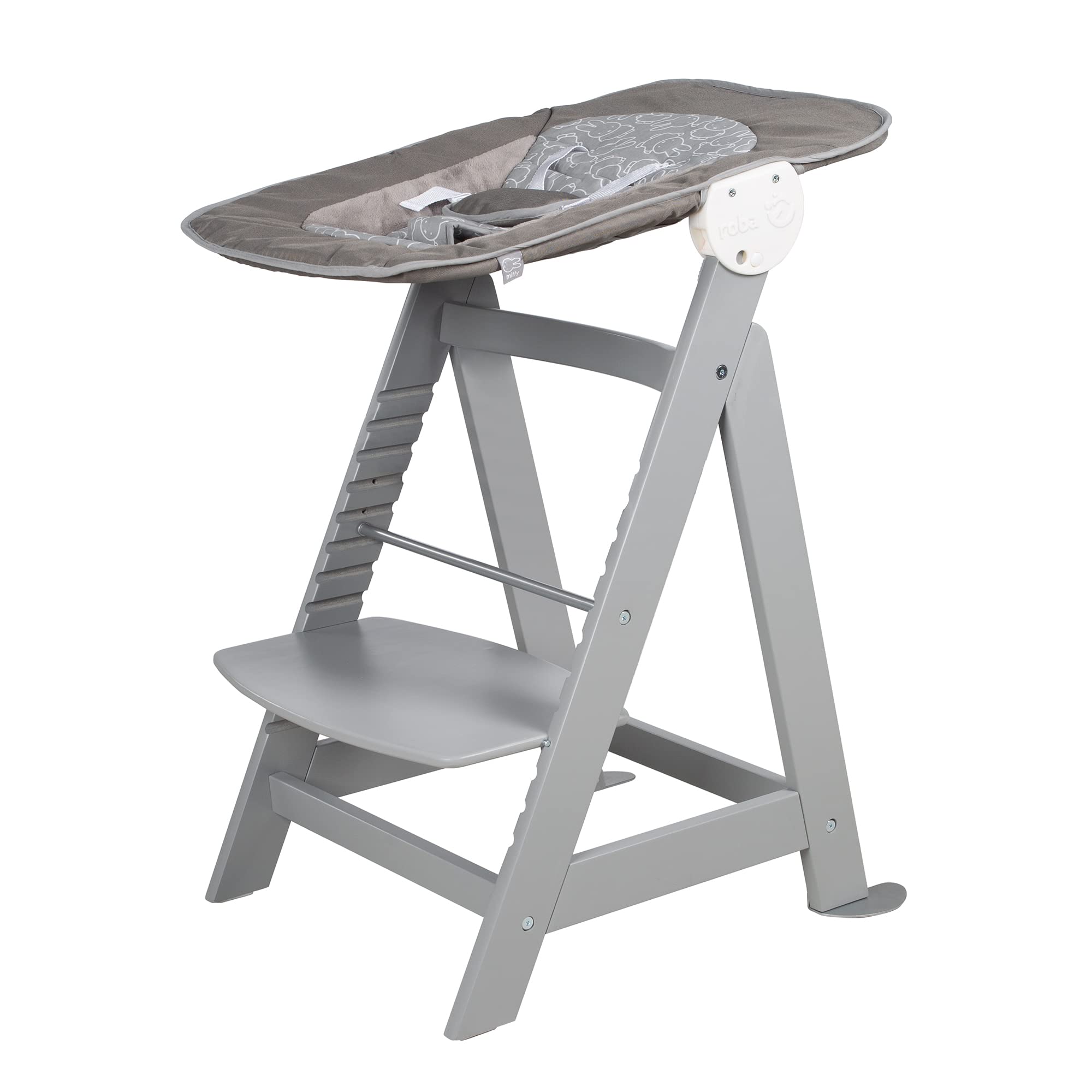 roba Born Up Treppenhochstuhl Set 2in1 Miffy Babyhochstuhl mit Liegefunktion ab Geburt taupe