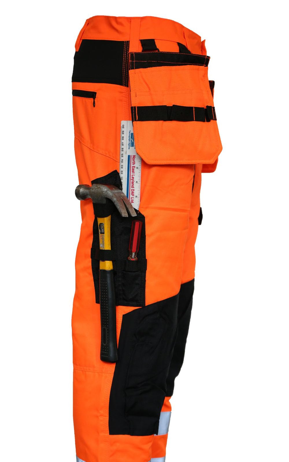 Spodnie robocze Slim Fit Stretch Hi-Vis ze zdejmowanymi kieszeniami na kaburę i kieszeniami na kolana | Nowoczesne spodnie robocze o kontrastowym kroju o wysokiej widoczności