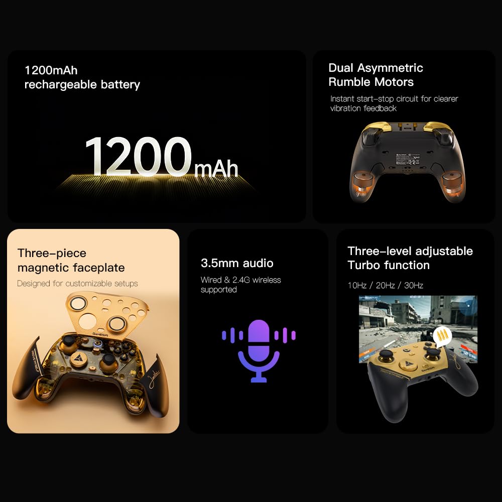 GameSir G7 Pro 8000 Hz Controller Wireless per PC Gaming – Gamepad PC Ultra-veloce a Bassa Latenza con Joystick TMR di Gen2, Grilletti a Effetto Hall – Controller Pro per Esports – Champion Edition