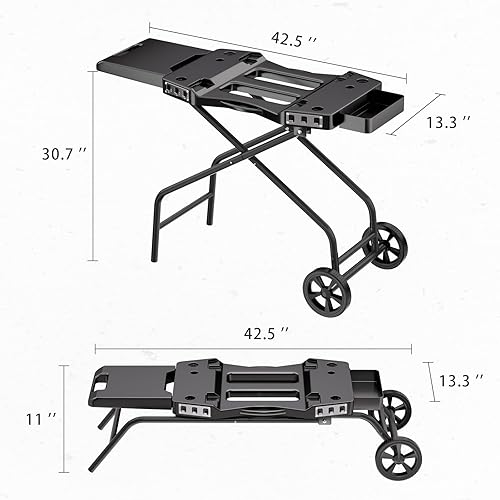 Miniatura 7 de GRISUN Carrito plegable para parrilla Ninja OG700OG750 y Blackstone de 22 pulgadas  Soporte portátil para barbacoa con ruedas, mesa auxiliar y cesta