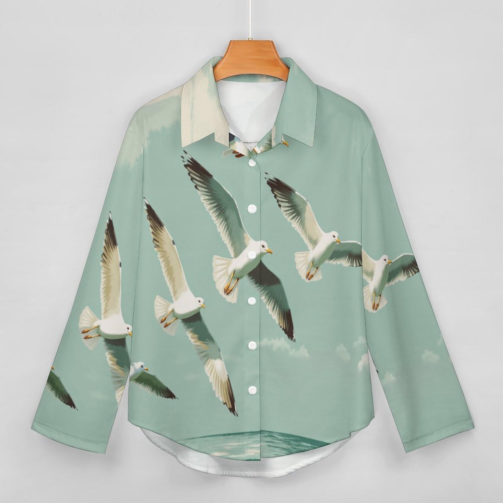 Camicia con Colletto e Gabbiani Volanti Poster Semplice