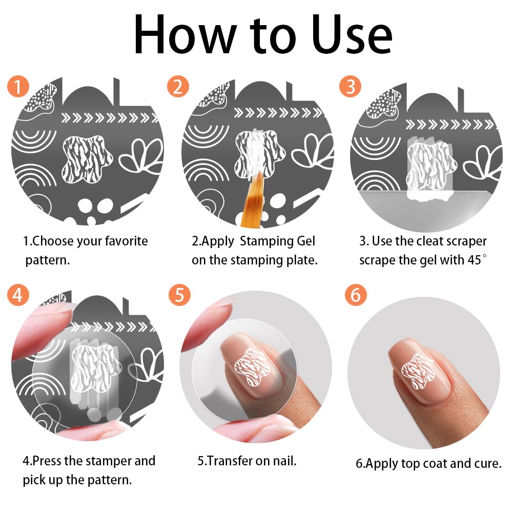 PH PandaHall 6 pz Piastre per Timbri per Unghie con Stampa Leopardata Stamping Nail Art con Texture Ad Albero Stencil per Nail Art Piastra per Immagini per Unghie per Donne Manicure Salone 12x6cm