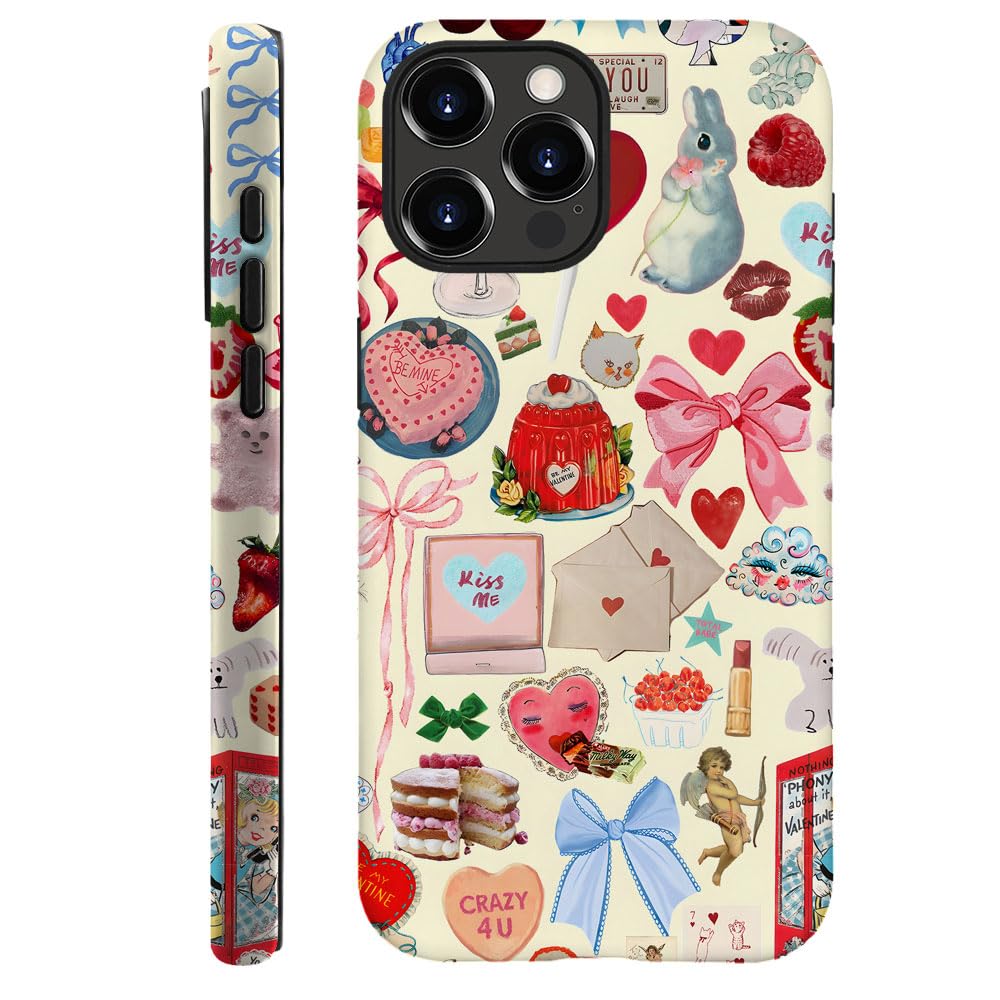 Compatible with iPhone 16 Pro Max,Anti-Scratch Frosted Case Cover,Vintage Coquette Collage