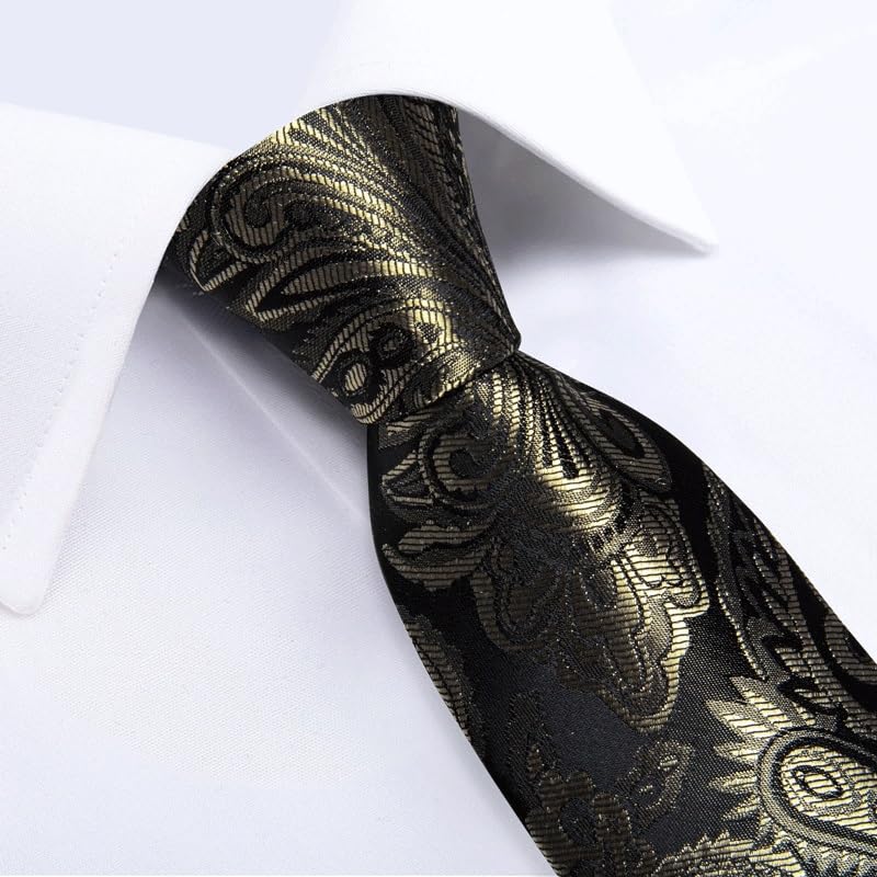 Corbata formal para hombre 8cm con pañuelo y gemelos miniatura 6