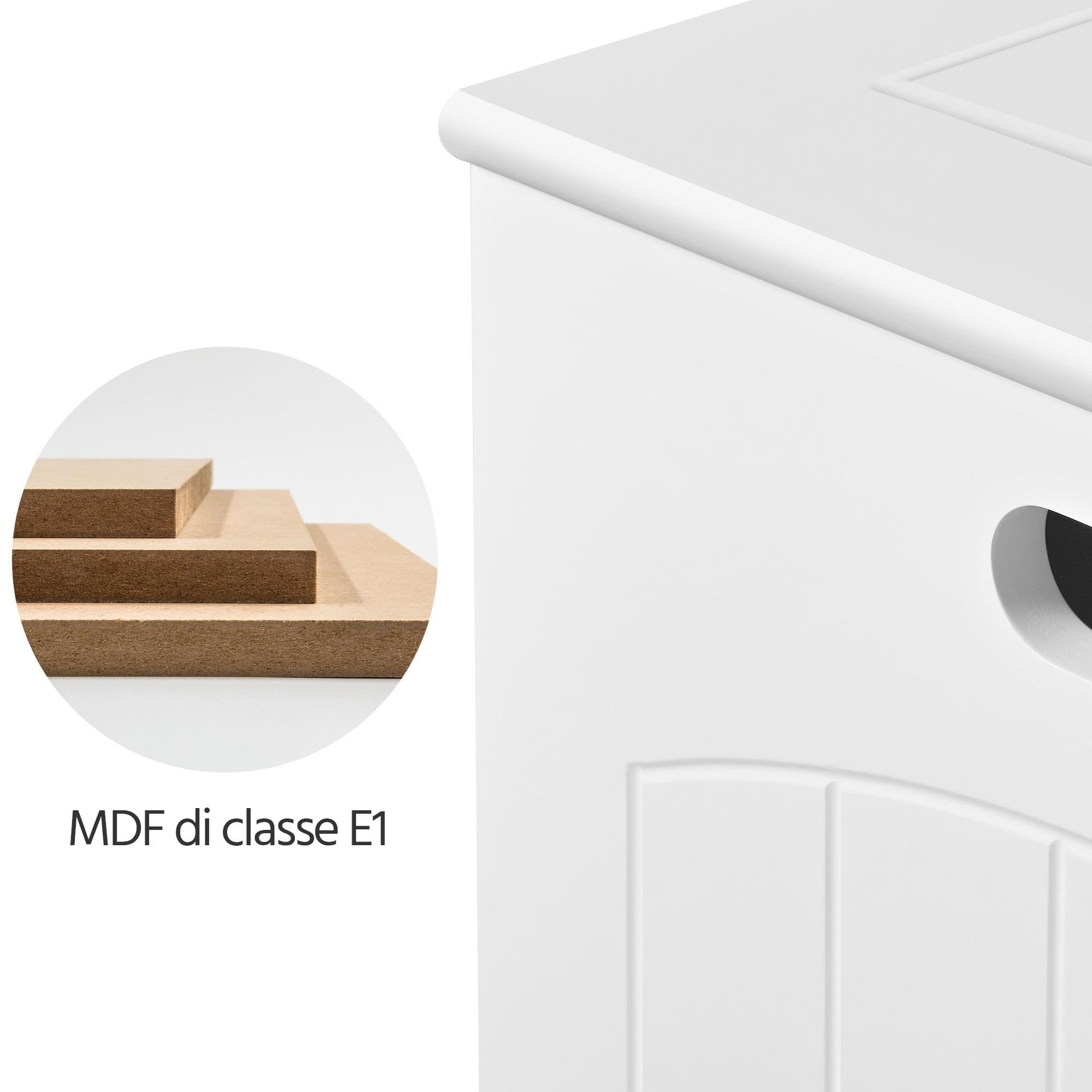 Yaheetech Mobiletto Portabiancheria da Bagno Cesto Sporco con Coperchio Armadietto Salvaspazio Organizzazione Bucato 39,5 × 39,5 × 61 cm