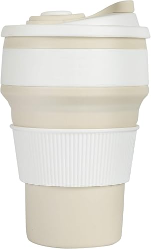 Miniatura 3 de Taza de café plegable con tapa, reutilizable y plegable, tamaño de bolsillo, color polvo de bebé, 12 onzas  11.8 fl oz, a prueba de fugas, sin olor,