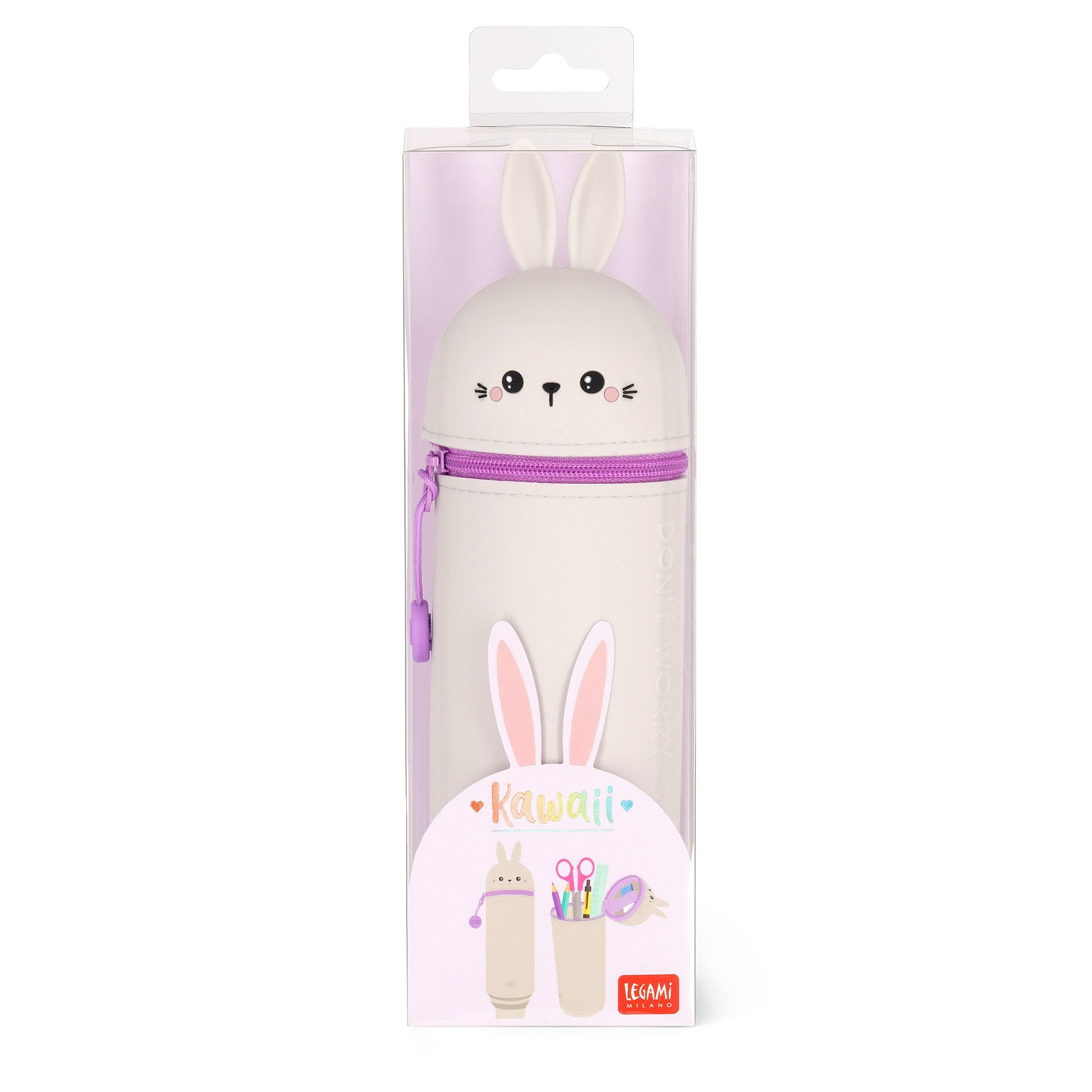 Astuccio Kawaii 2 In 1 In Morbido Silicone A Forma Di Animale (Carota Asino) – Portapenne Da Tavolo E Scuola
