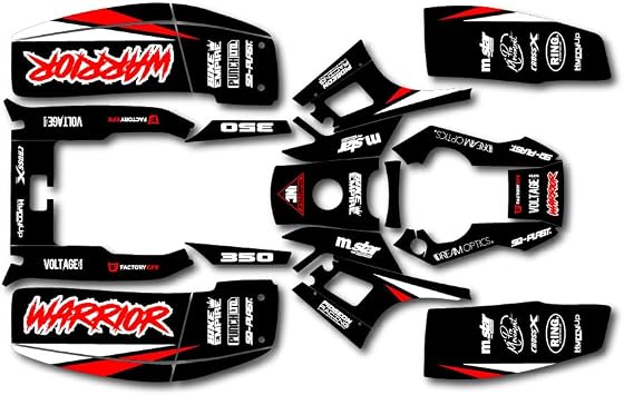 Black Red Shift Racing Graphics kit fits Yamaha Warrior 350 1987-2004 electric start